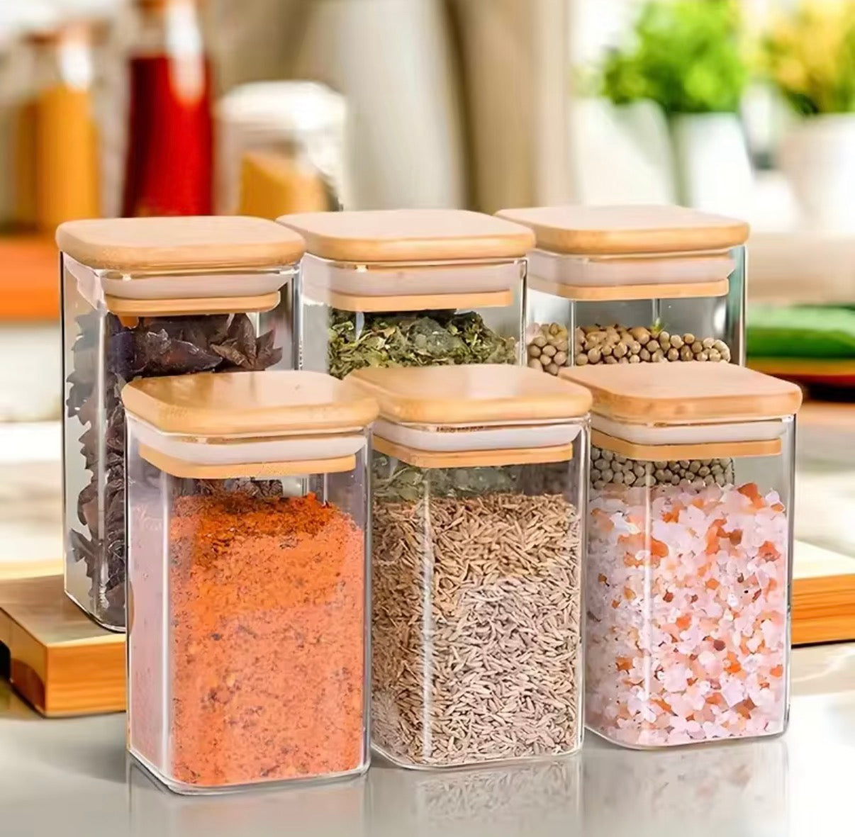 Modern 4-Pack 280ML Glass Pantry Storage Containers with Lids
