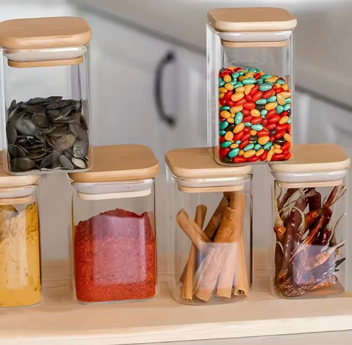 Modern 4-Pack 280ML Glass Pantry Storage Containers with Lids