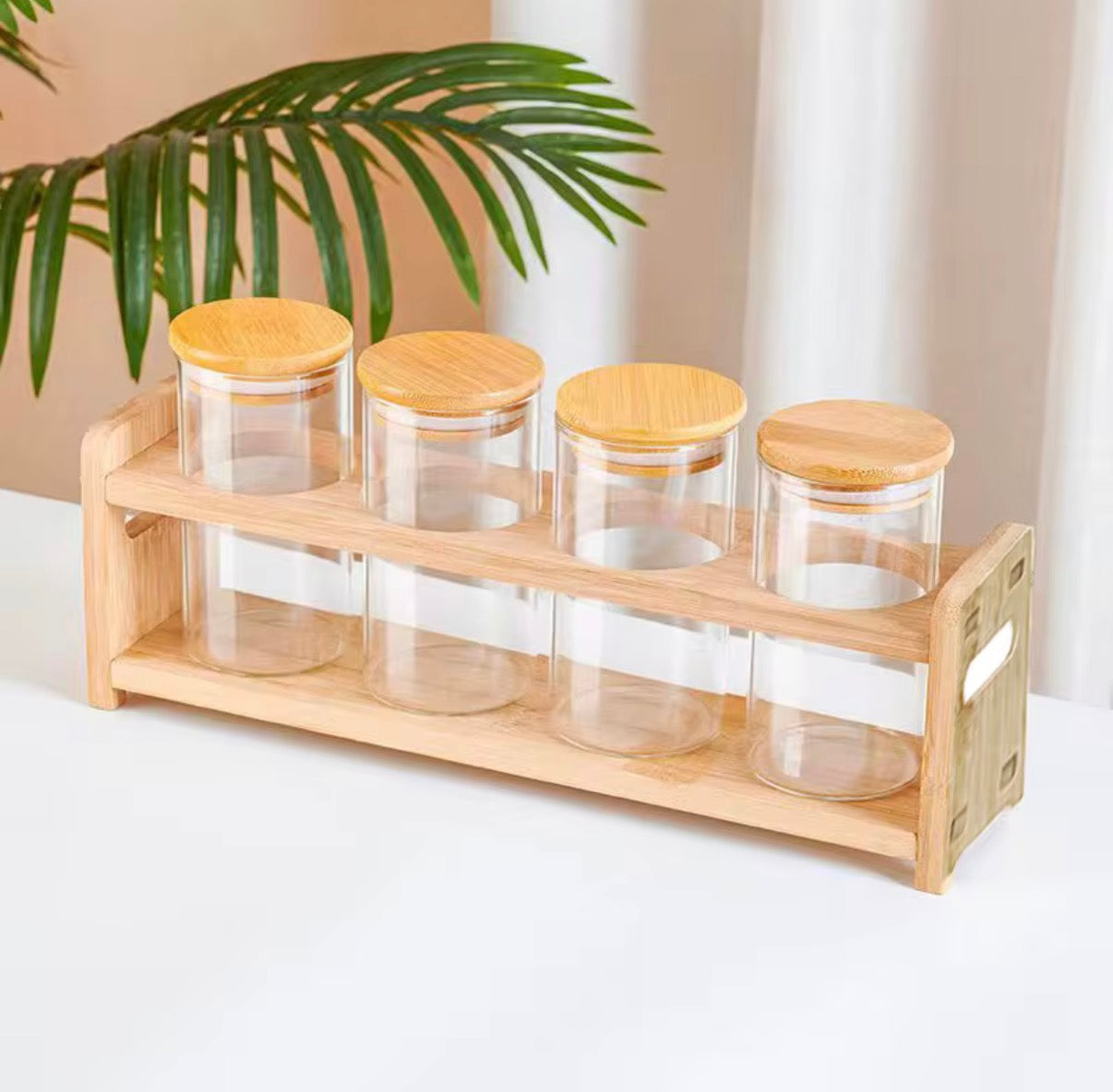 Modern 4-Pack 350ML Glass Pantry Storage Containers with Lids