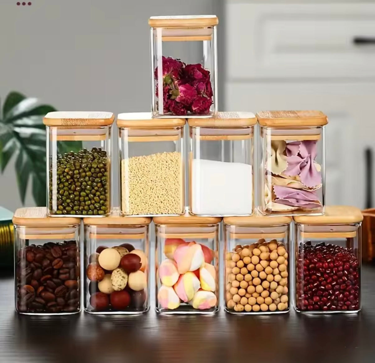 Modern 4-Pack 280ML Glass Pantry Storage Containers with Lids