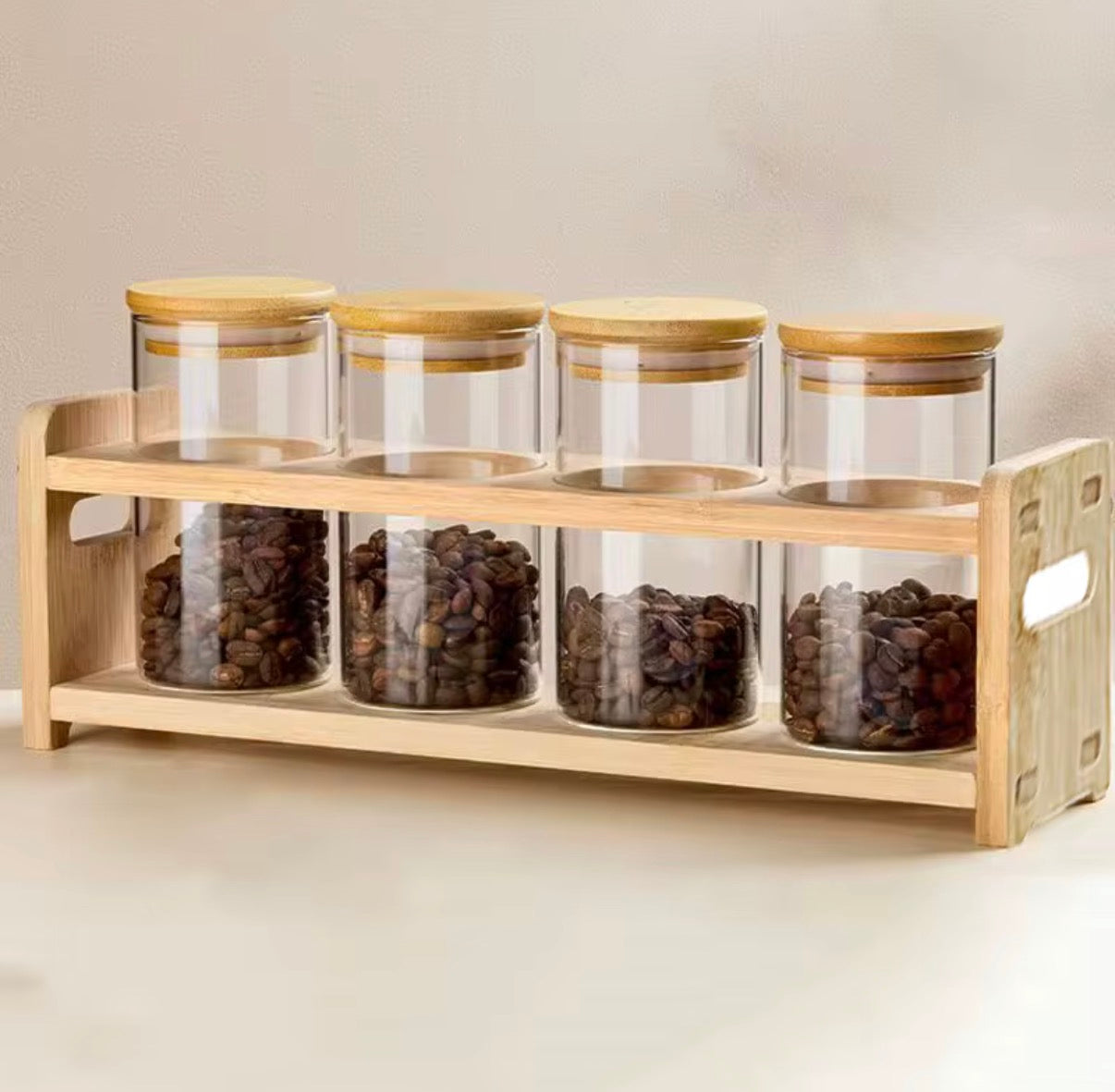 Modern 4-Pack 350ML Glass Pantry Storage Containers with Lids