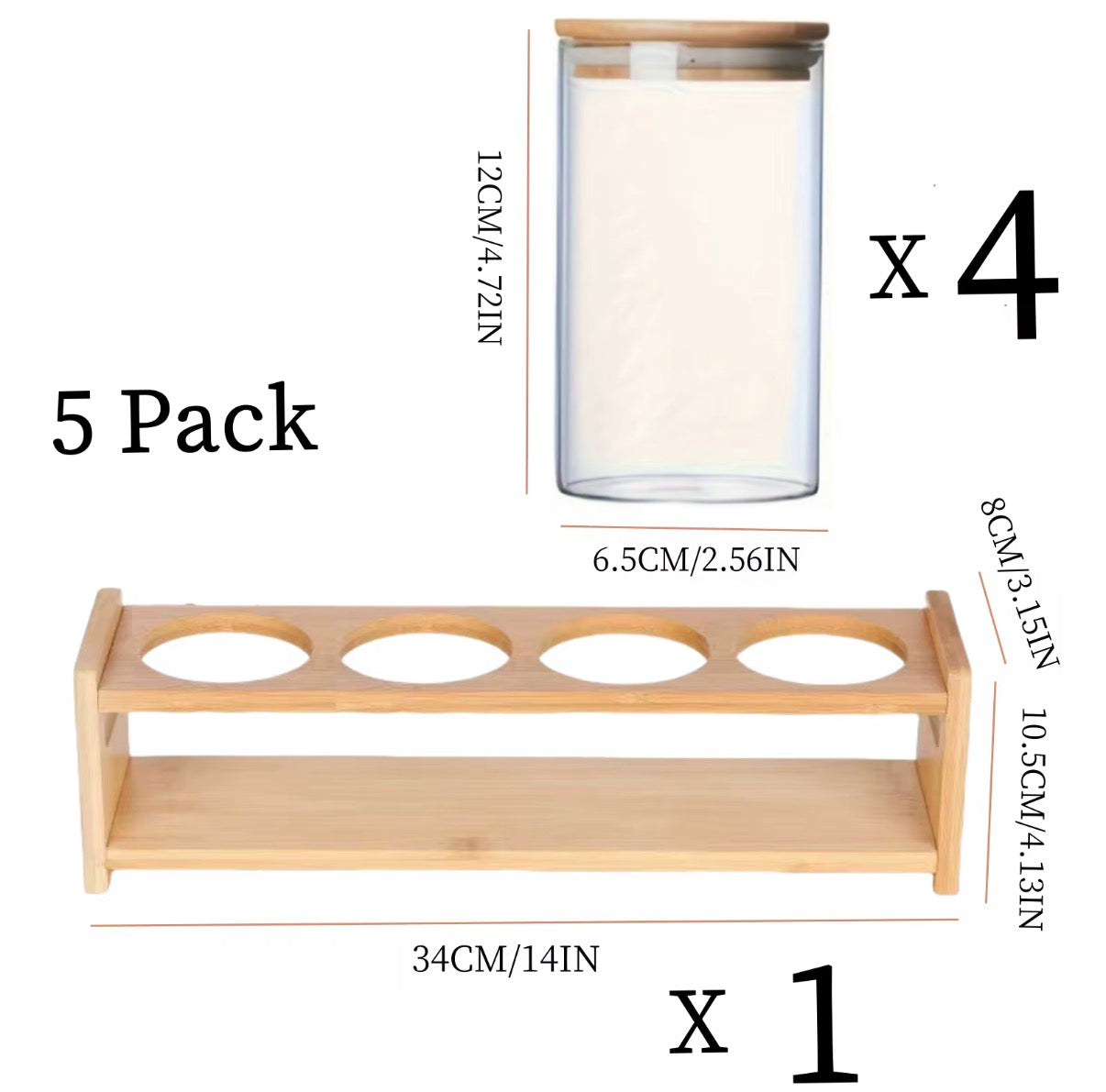 Modern 4-Pack 350ML Glass Pantry Storage Containers with Lids