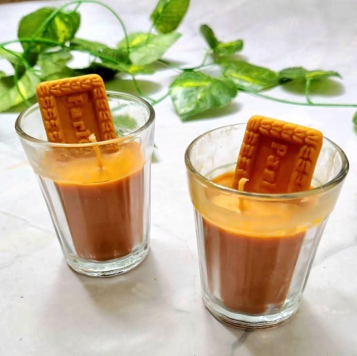 Chai Glass with Parle G Candle Pack of 3