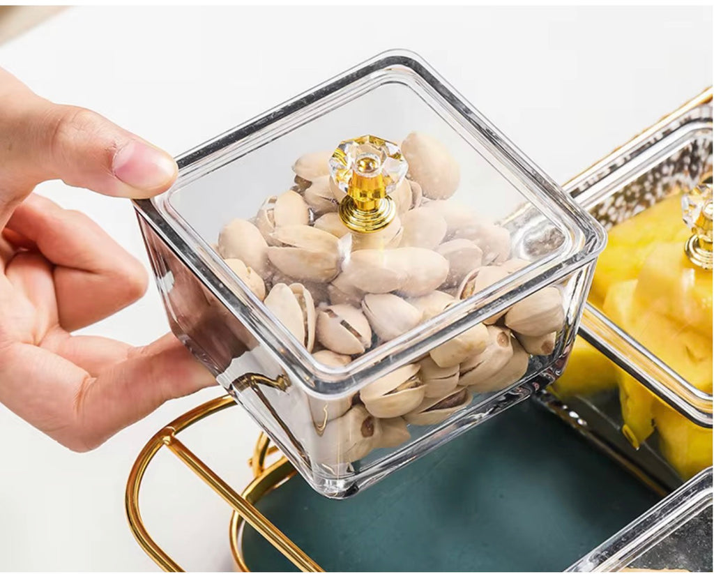 Luxury Style Glass Dry Fruit Tray With Stand