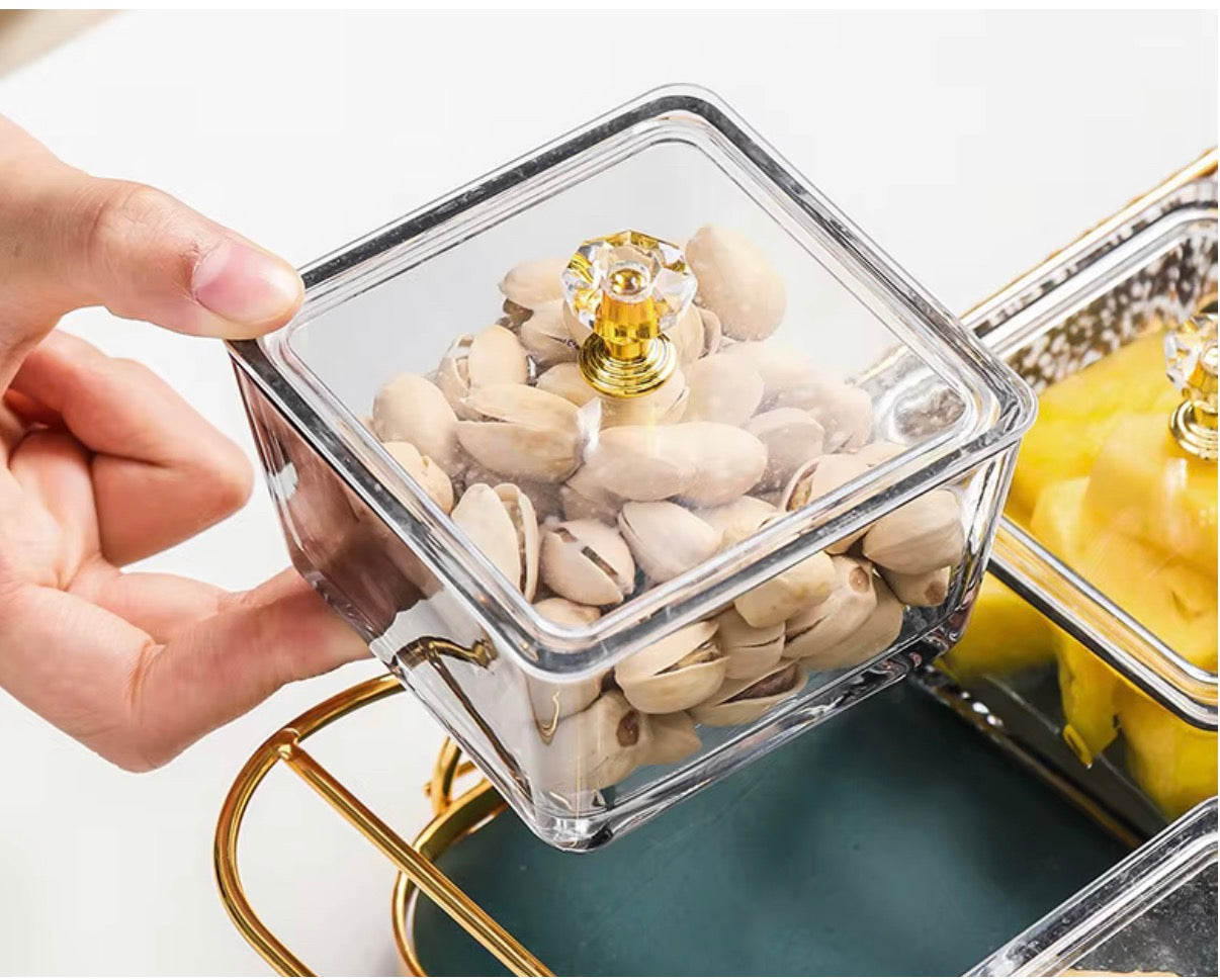 Luxury Style Glass Dry Fruit Tray With Stand