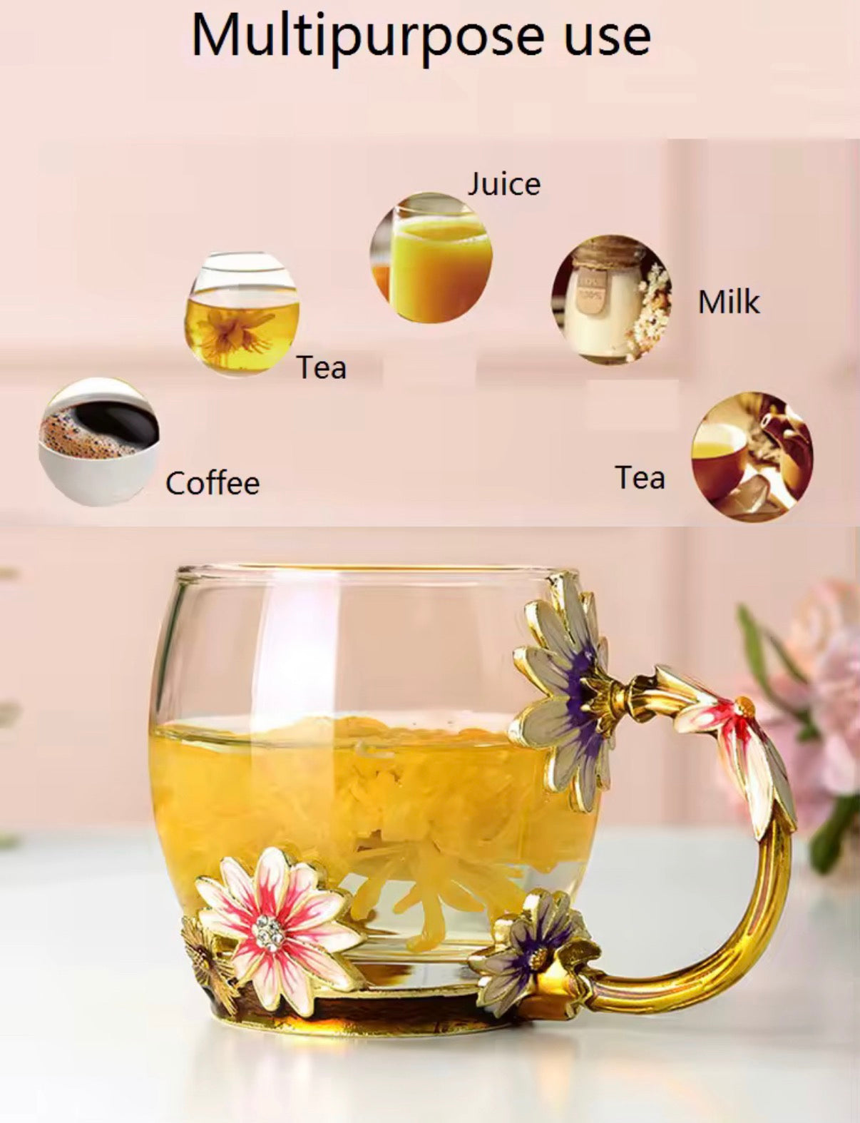 Creative Heat Resistant Crystal Glass Mug With Spoon And Lid