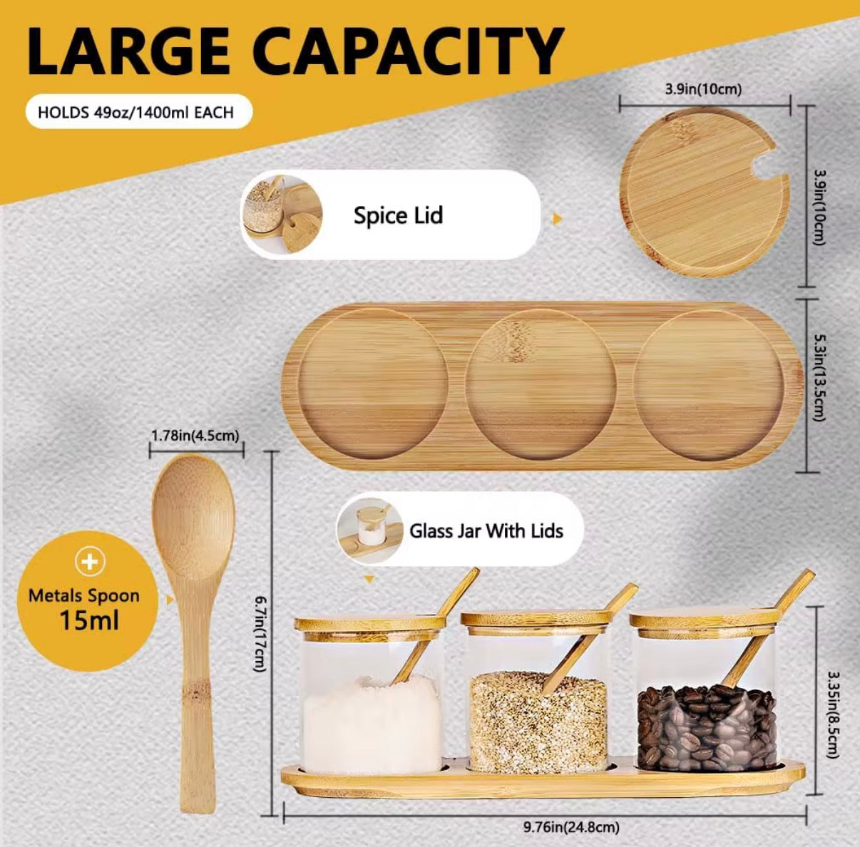 300ml Mason Jar Set with Bamboo Tray