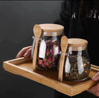 Wide Mouth Airtight Glass Jar Bamboo Lid Leak-Proof