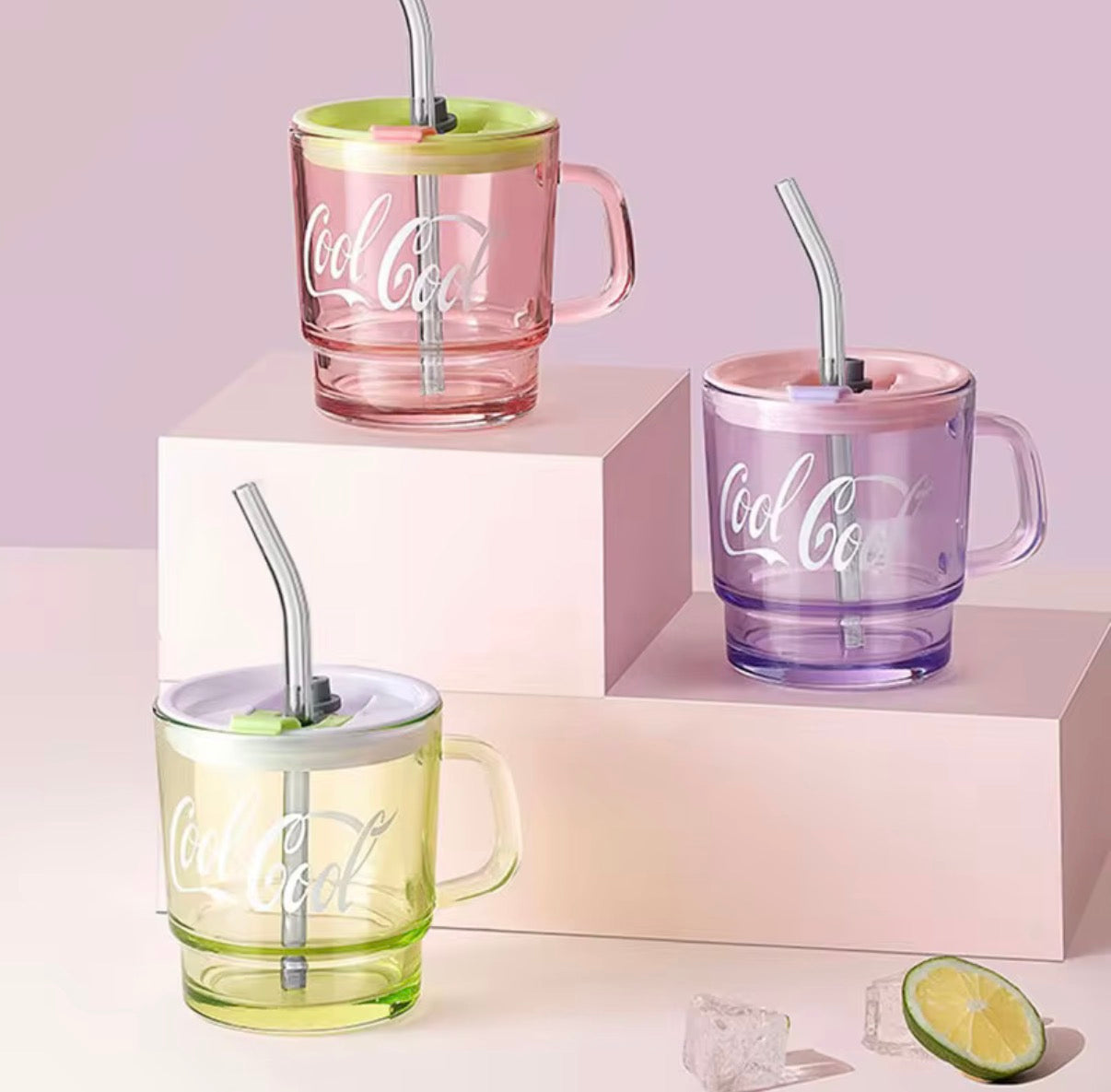 Glass Tumbler with straw