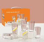 Lemon Cup 6 Piece Transparent Glass Set With Jug