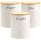 3 Kitchen Canisters Set with Bamboo Lid