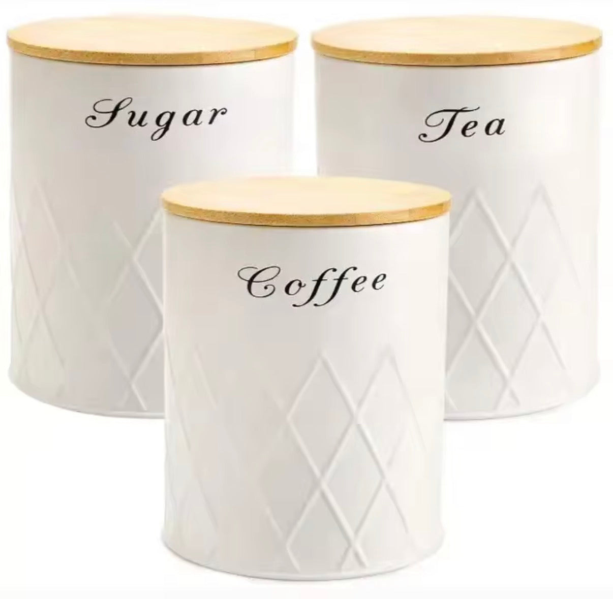 3 Kitchen Canisters Set with Bamboo Lid