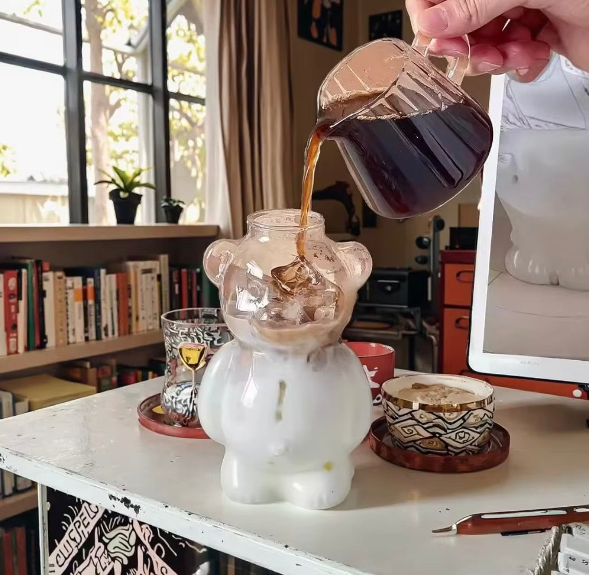 High Borosilicate Bear Shape Glass Tumbler