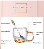 Creative Heat Resistant Crystal Glass Mug With Spoon And Lid