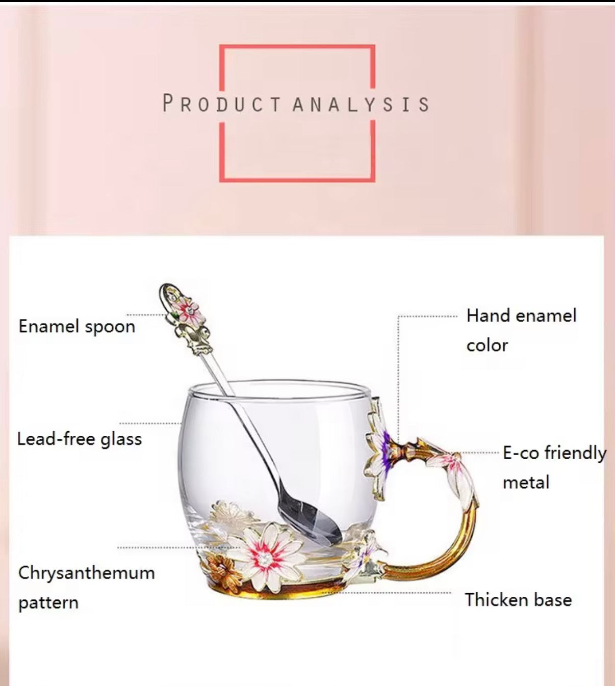Creative Heat Resistant Crystal Glass Mug With Spoon And Lid