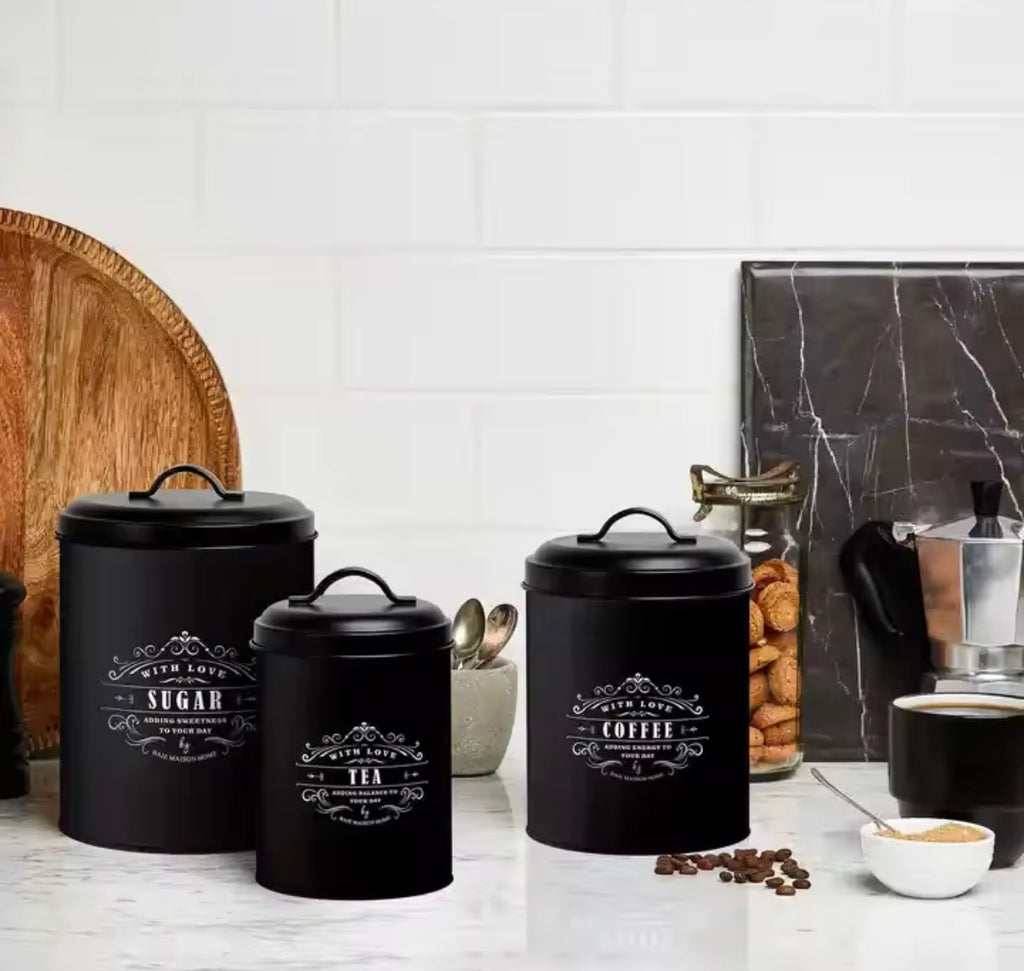 4 Set Metal Canisters Jar