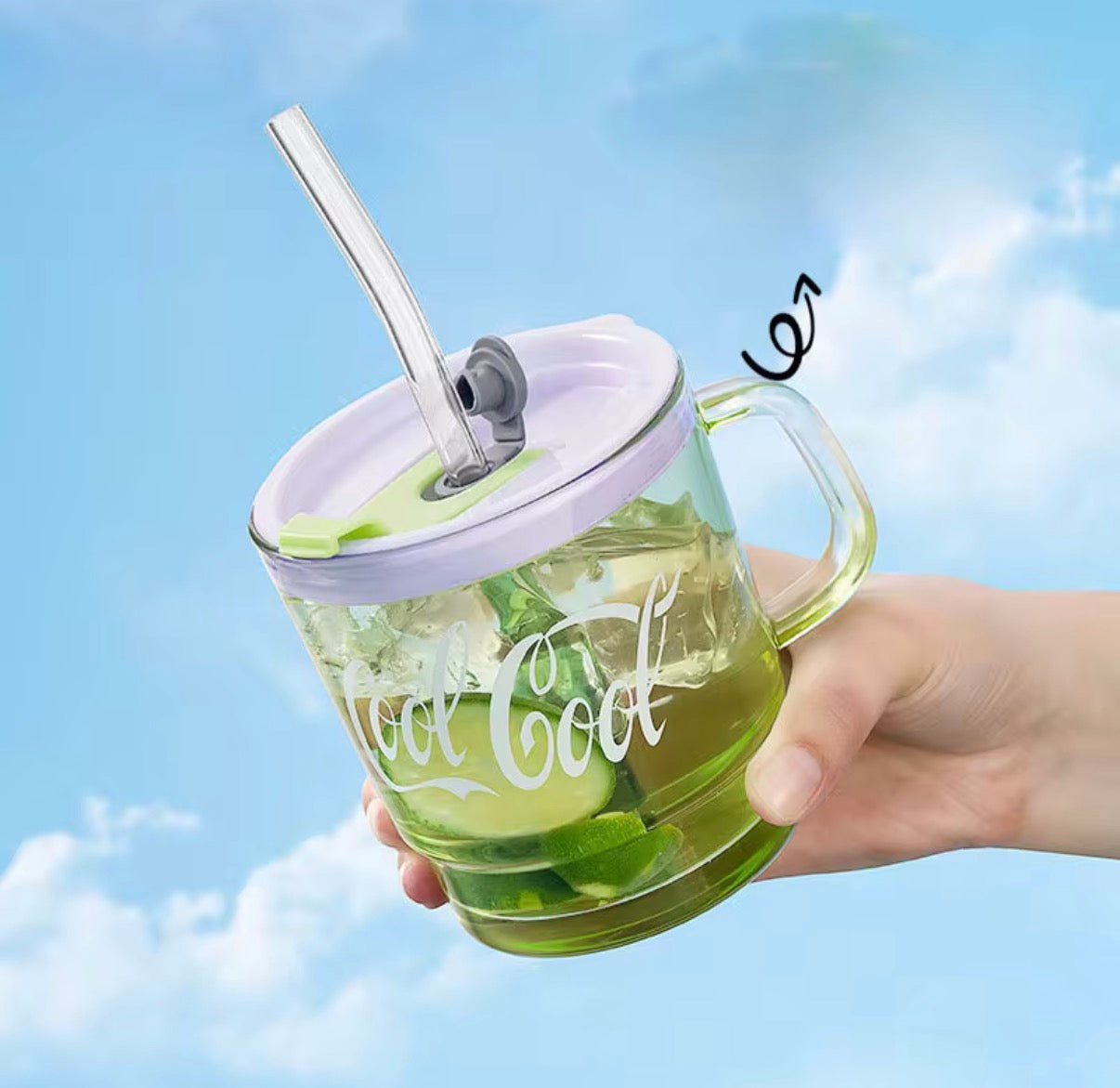 Glass Tumbler with straw