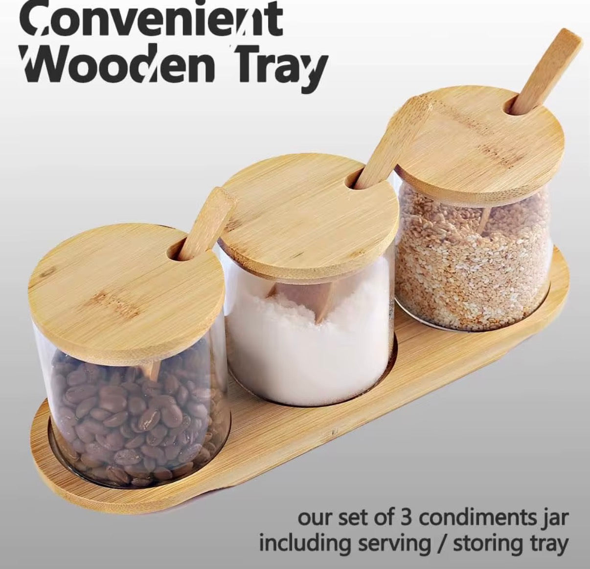 300ml Mason Jar Set with Bamboo Tray