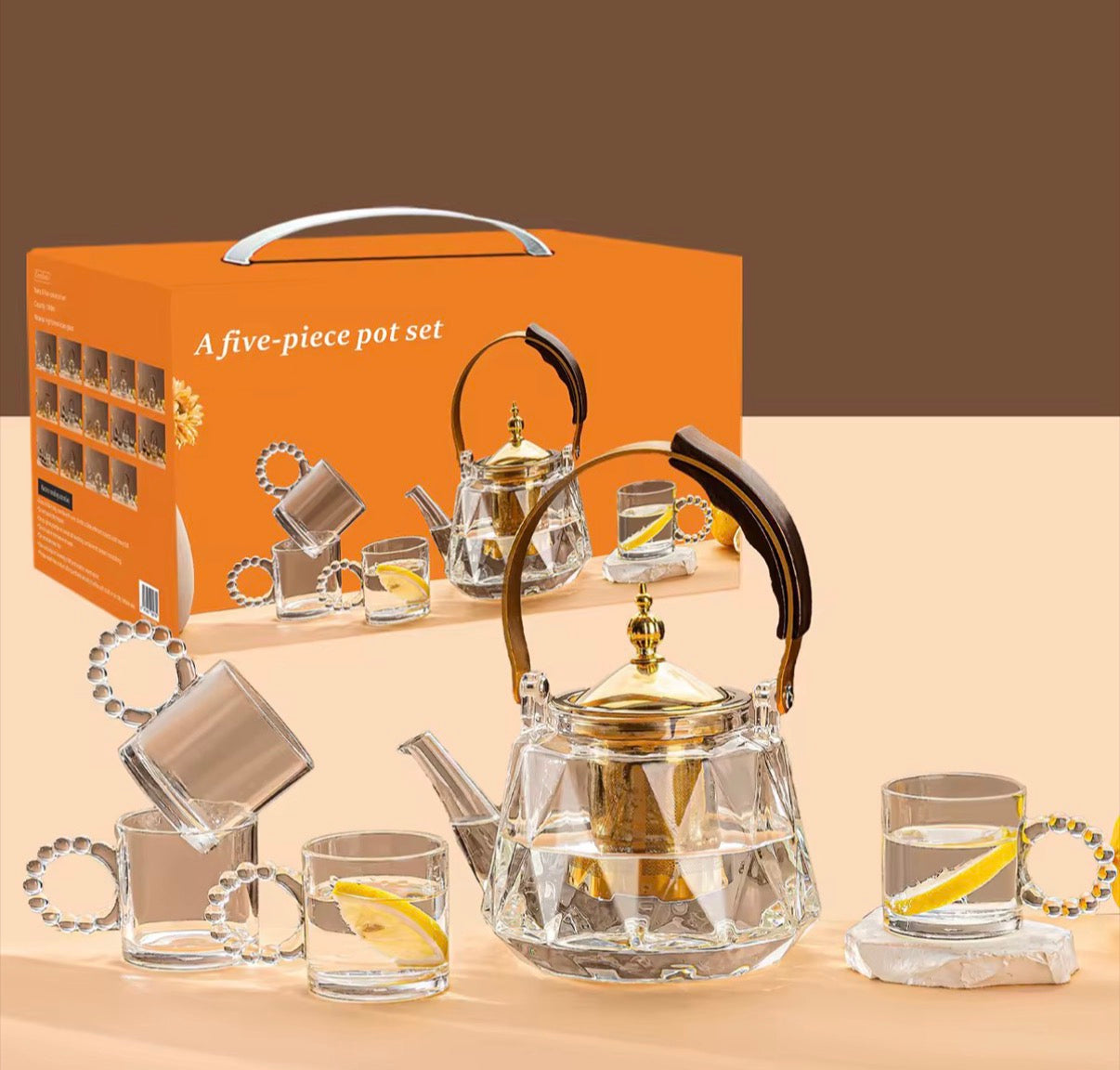 A Five Piece Glass Pot Set