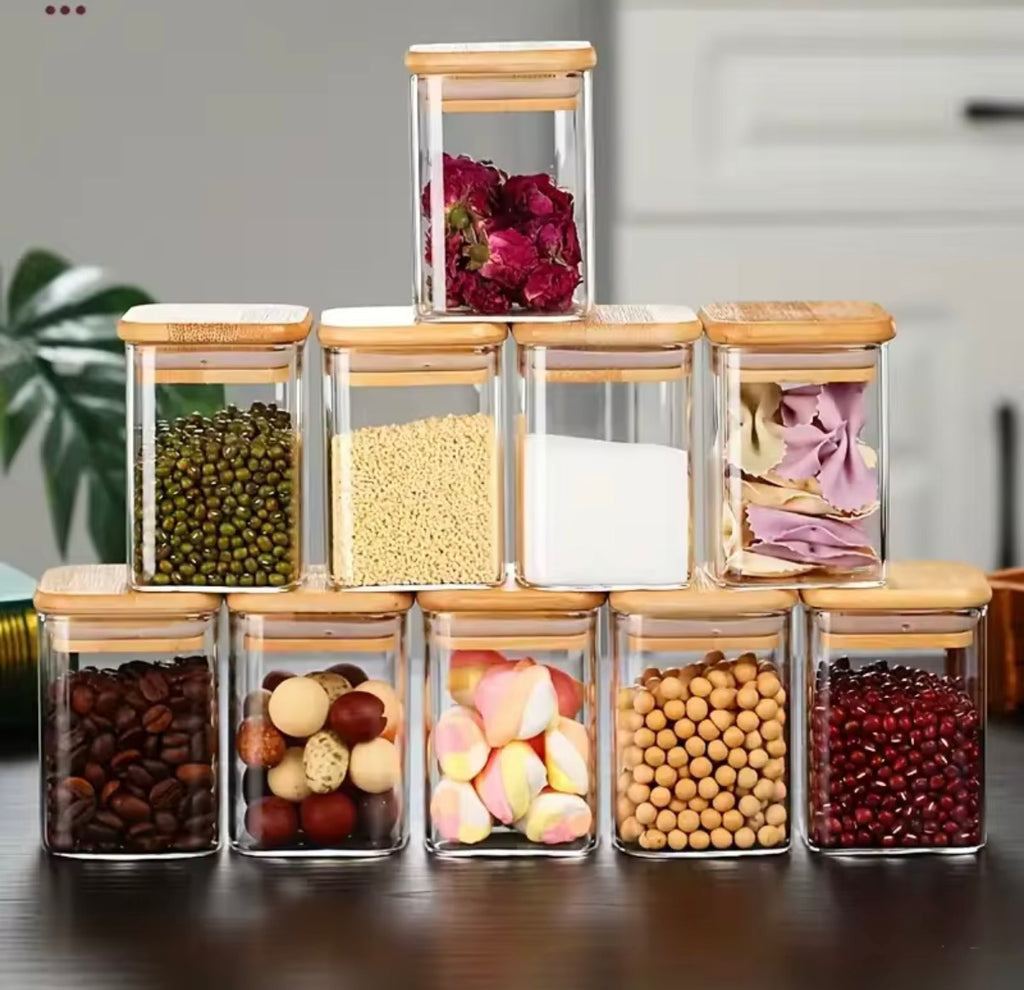 Modern 4-Pack 280ML Glass Pantry Storage Containers with Lids