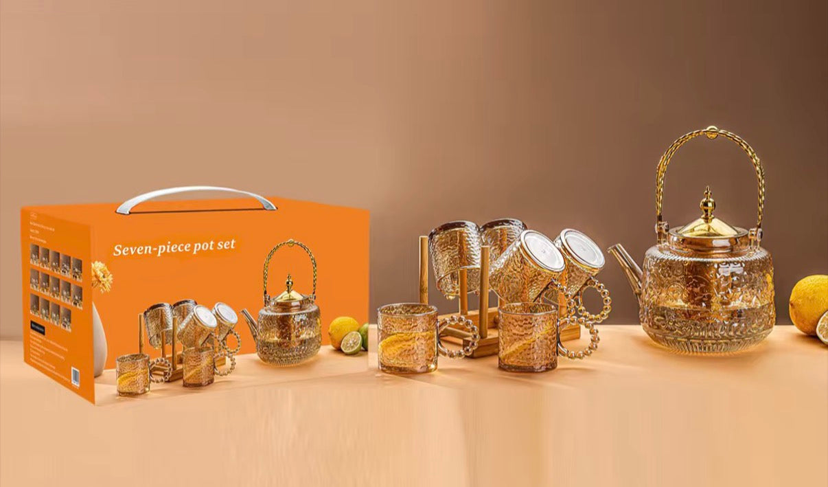 Seven Pieces Pot Set with Bamboo tray