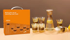 Fluted Glass Carafe Jug With 6 Glasses