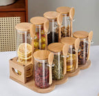 10oz Airtight Glass Jars Bamboo Lids Spoons