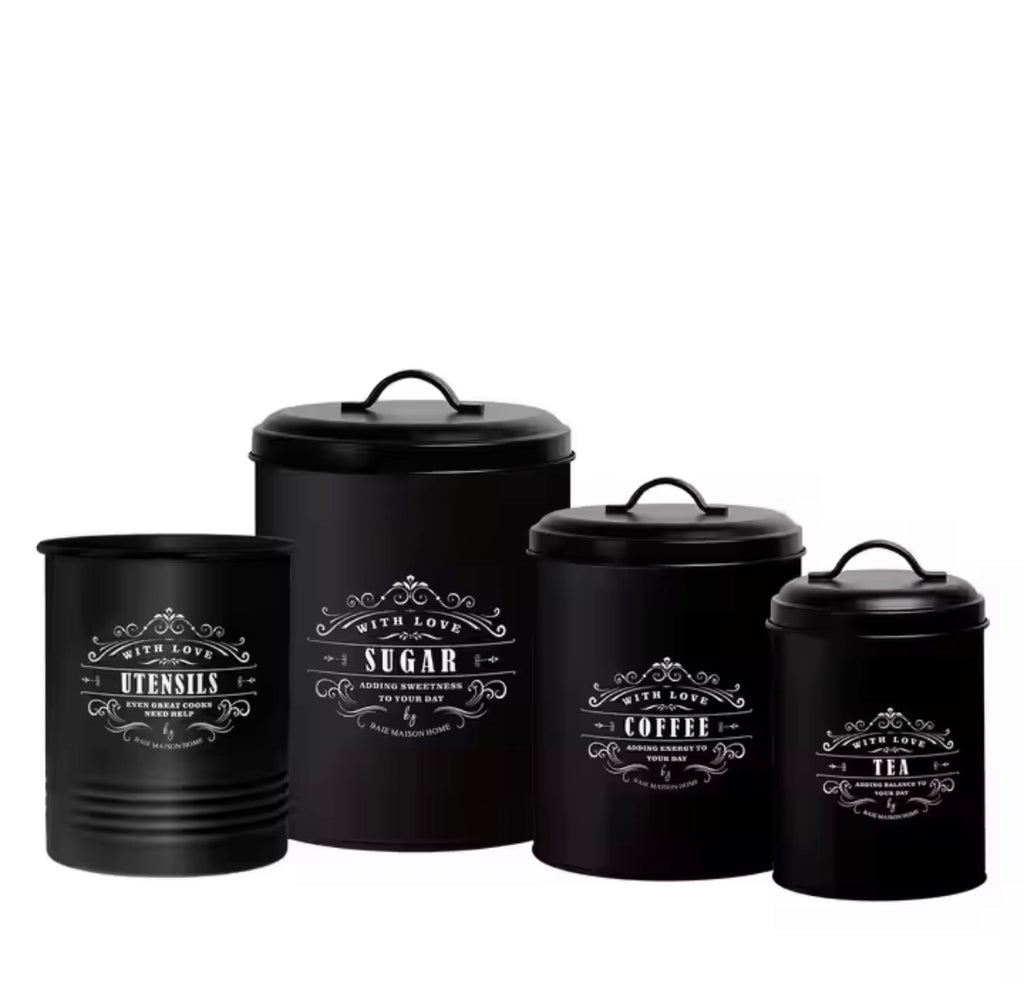 4 Set Metal Canisters Jar