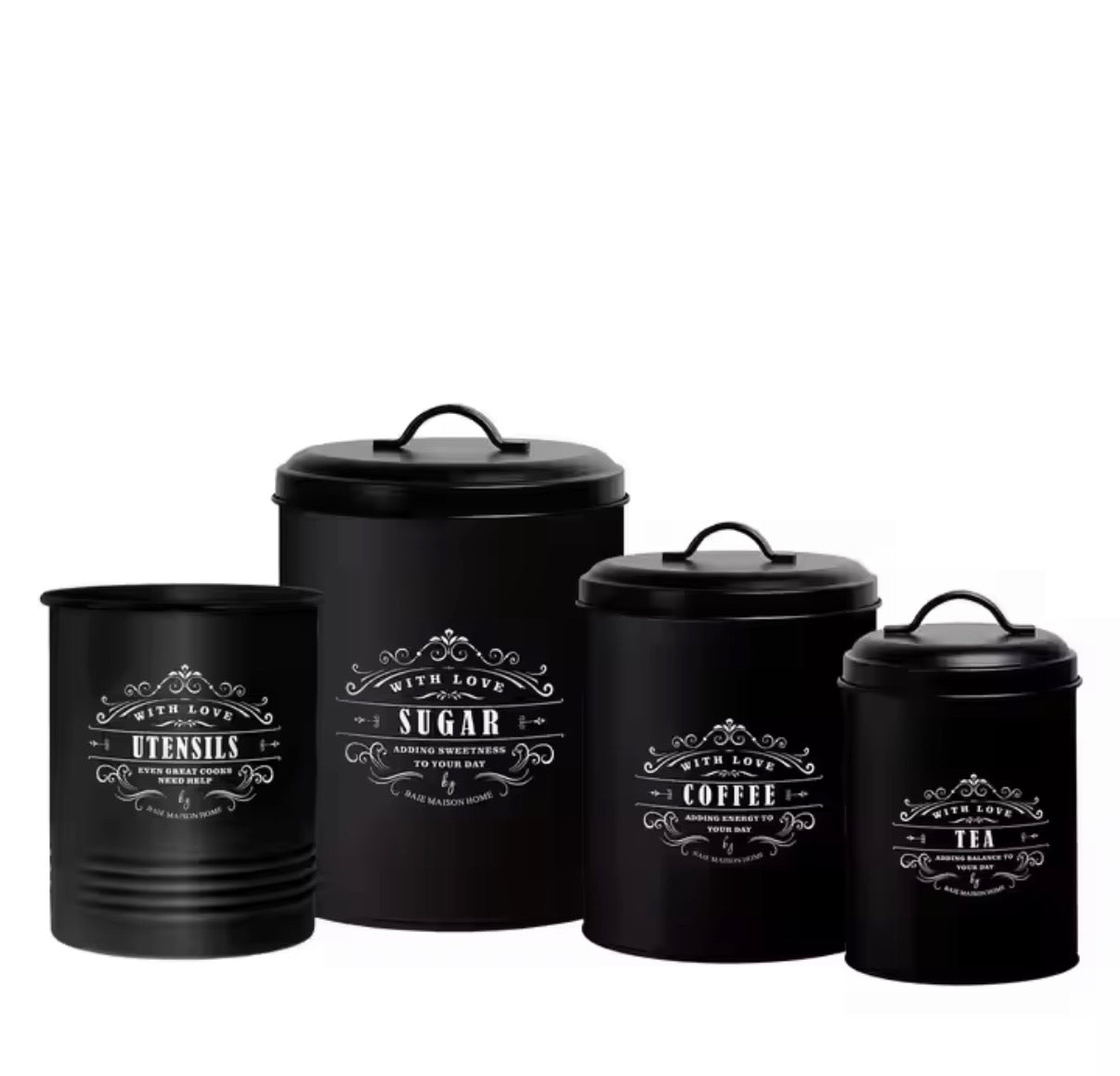 4 Set Metal Canisters Jar