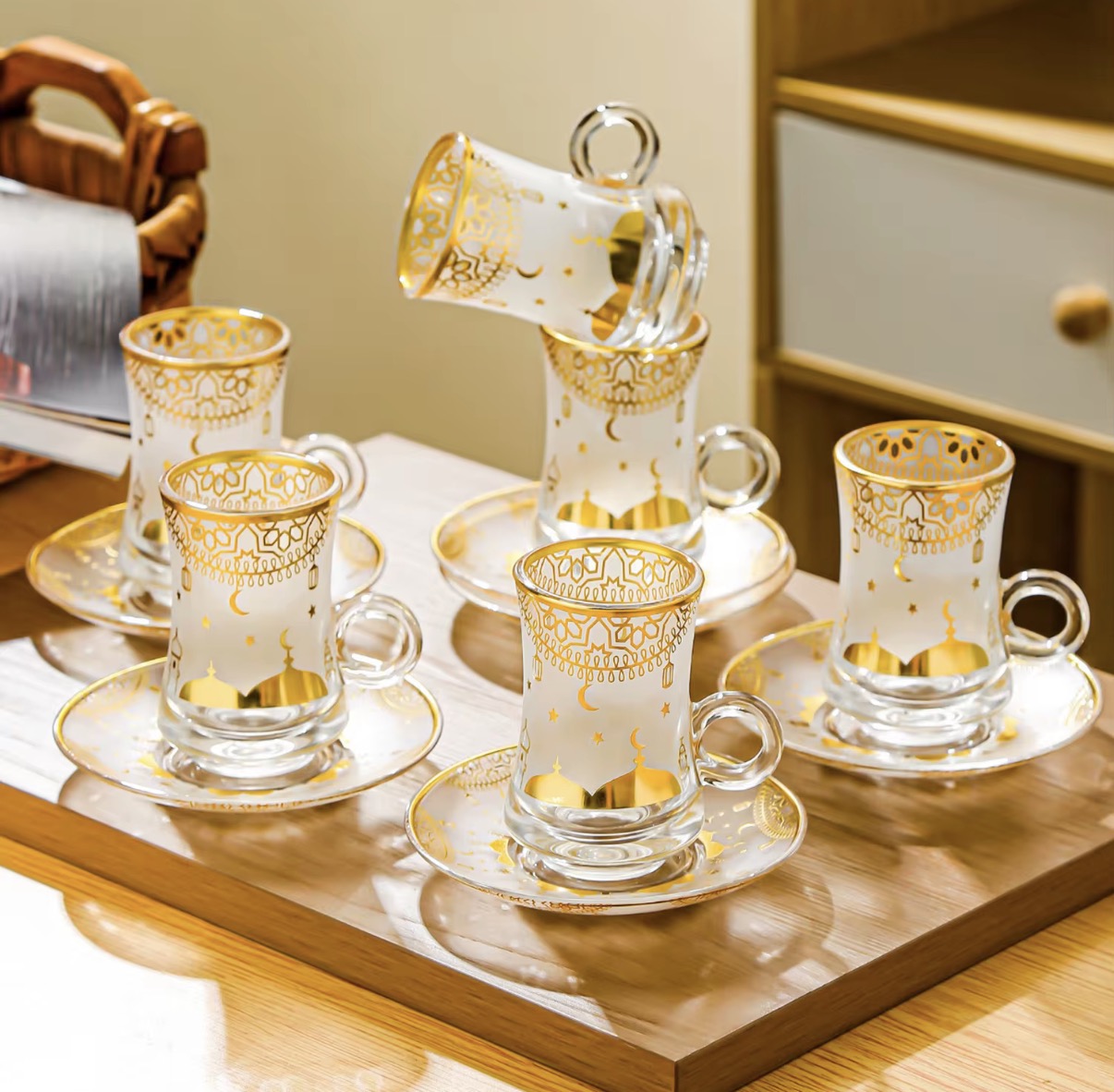 Transparent Glass with Creative Embossed Flower Design