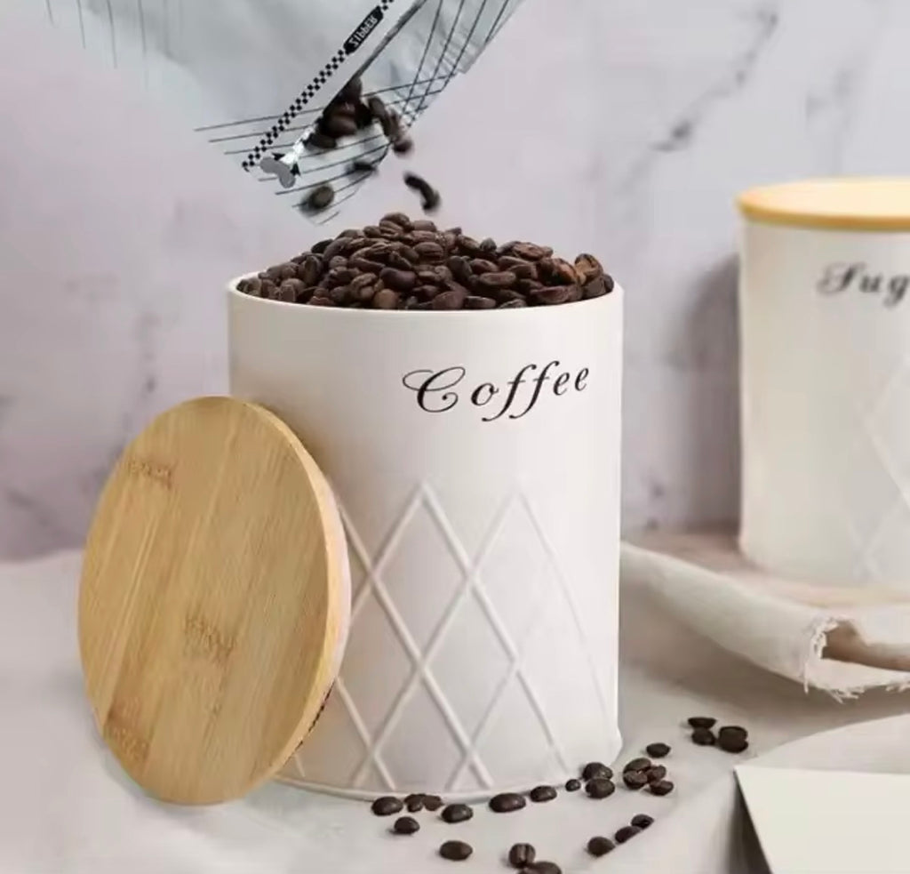 3 Kitchen Canisters Set with Bamboo Lid