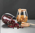 Wide Mouth Airtight Glass Jar Bamboo Lid Leak-Proof