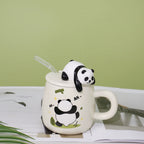 3d Relief Panda Lid Porcelain Mugs