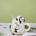 3d Relief Panda Lid Porcelain Mugs