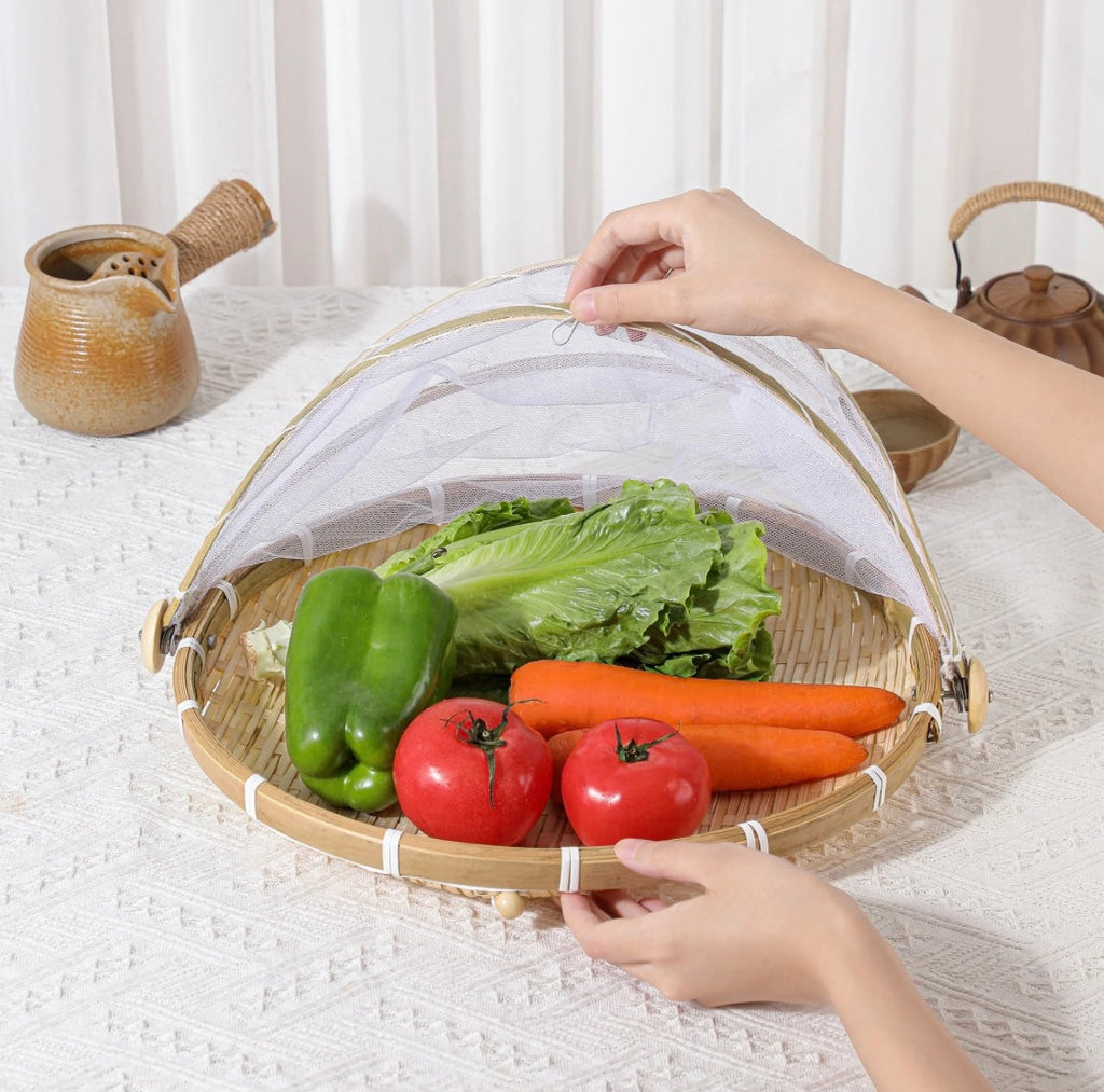 Bamboo Basket With Attached Net