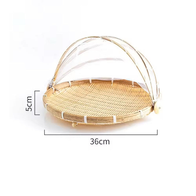 Bamboo Basket With Attached Net