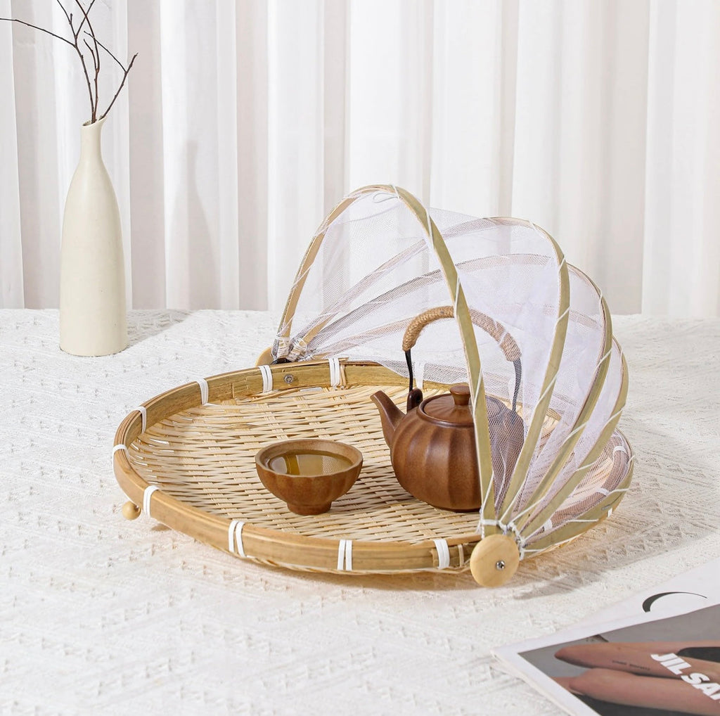 Bamboo Basket With Attached Net