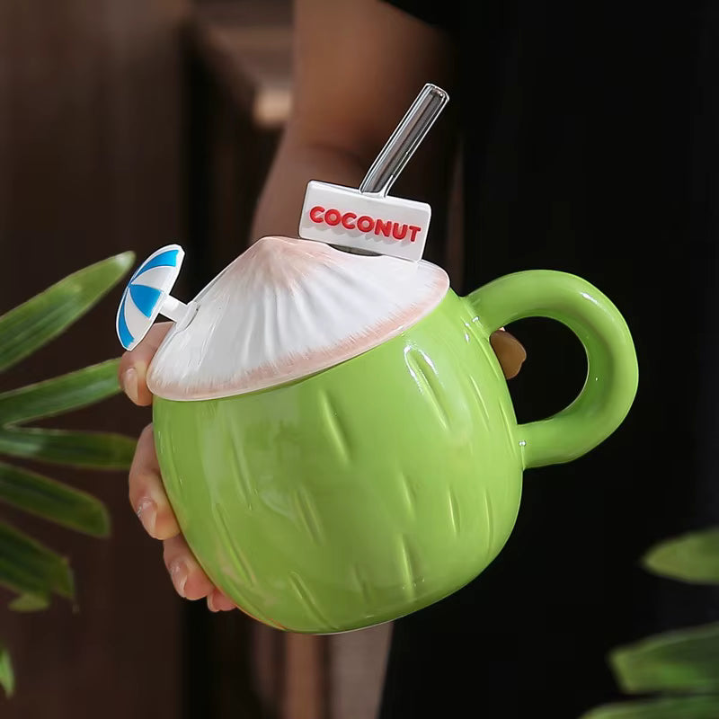 Cute Green Coconut Mug Cup