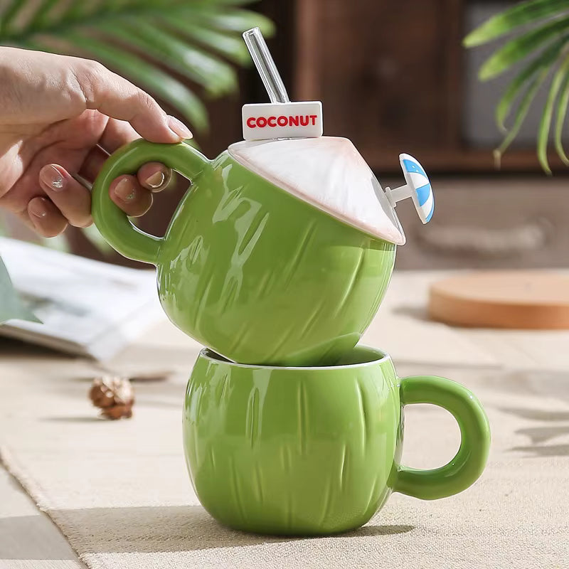 Cute Green Coconut Mug Cup