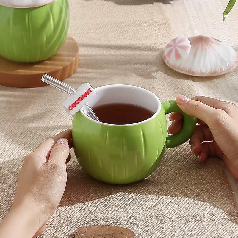 Cute Green Coconut Mug Cup